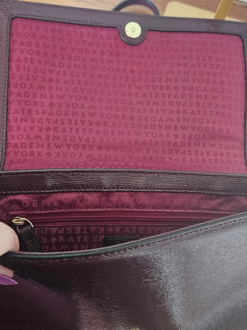 kate spade New York Patent Leather Shoulder Bag in Deep Plum